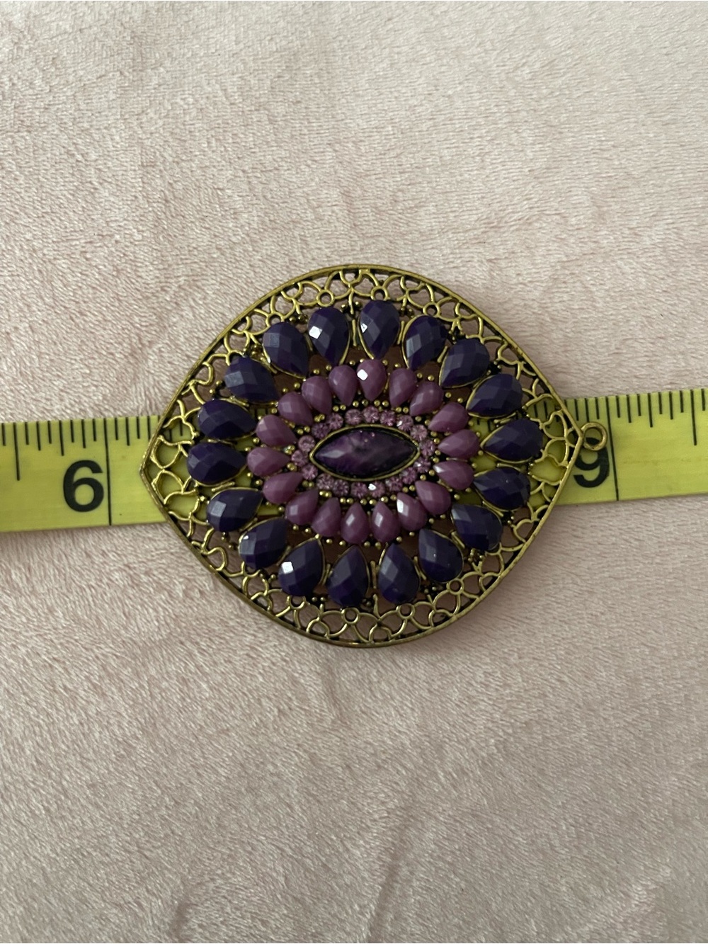 Vintage-Inspired Purple Flower Statement Pendant